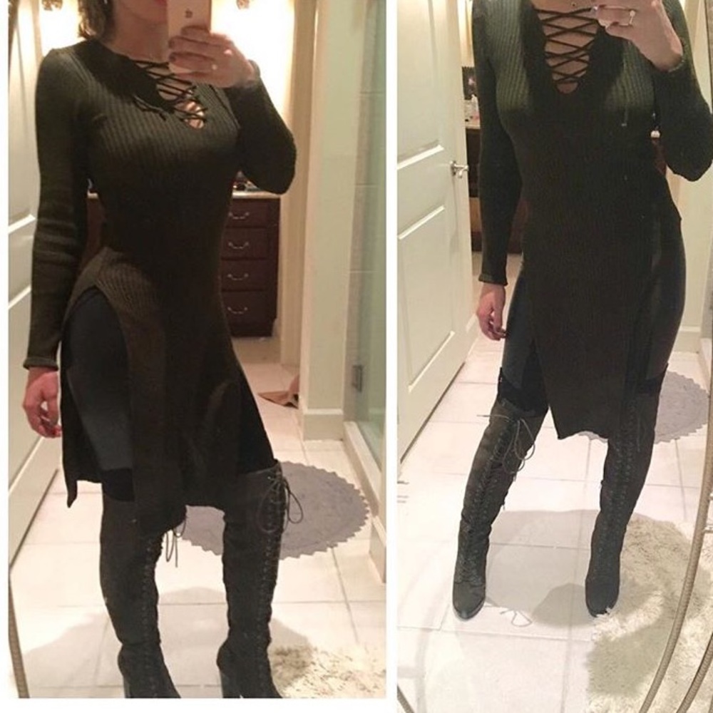 Dark hunter knit long tunic